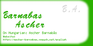 barnabas ascher business card